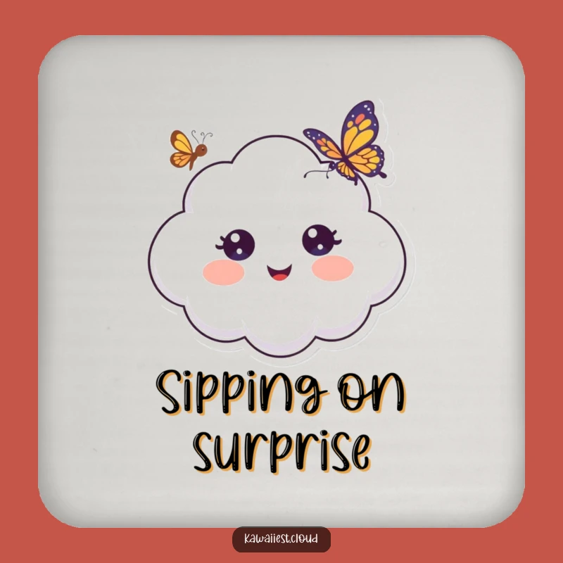 Funny Surprised Cloud Drink Coaster: Protect Surfaces, Whimsical Art, Perfect Funny Gift Set