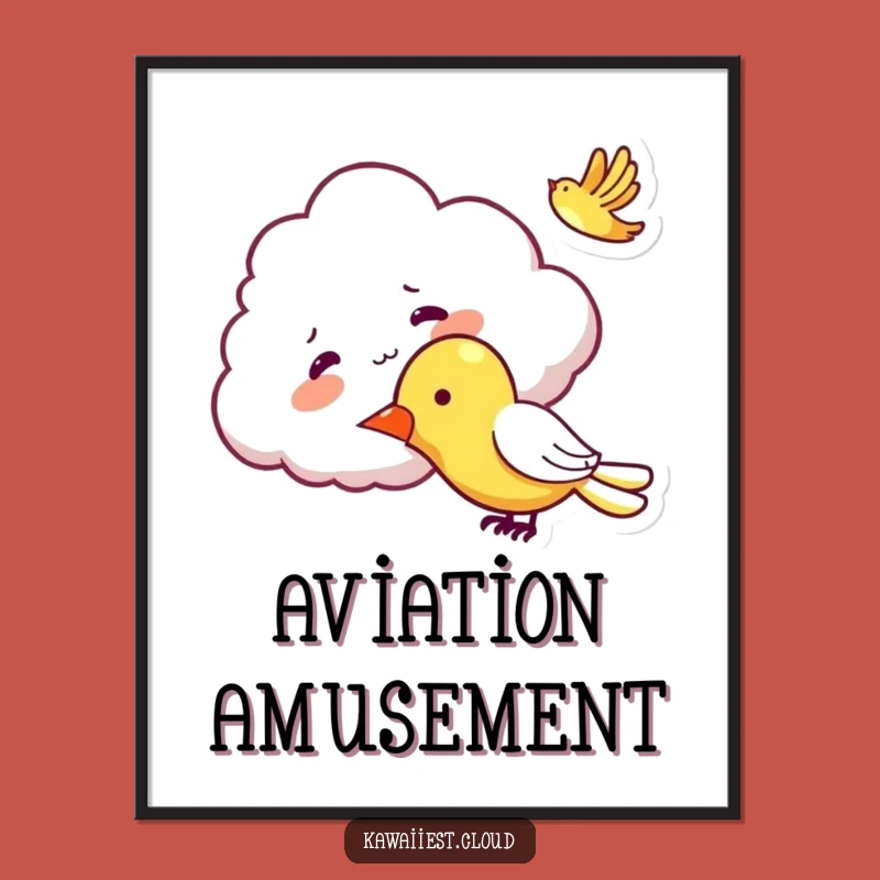 Funny Mischievous Cloud Poster - Airplane Art Print, Perfect Cheeky Gift Decor