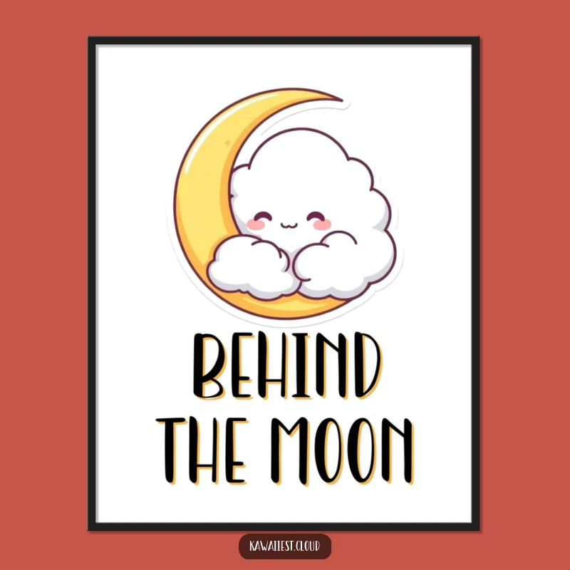 Funny Cloud Moon Poster - Whimsical Night Sky Wall Art Gift