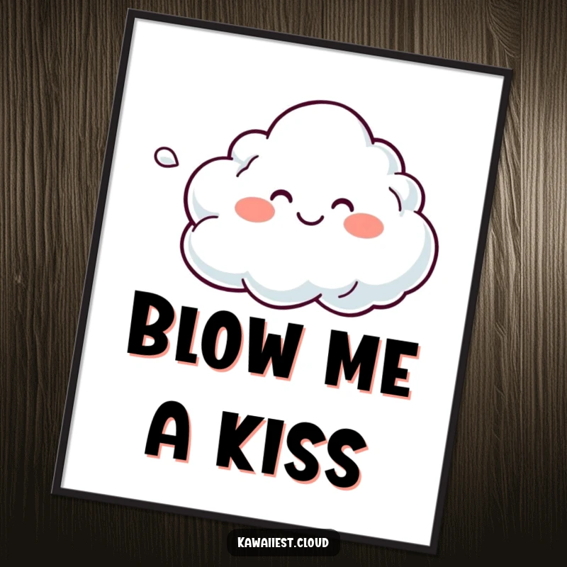 Funny poster art showing a smiling cloud character releasing a soft, colorful breeze, evoking a sense of peace and tranquility.