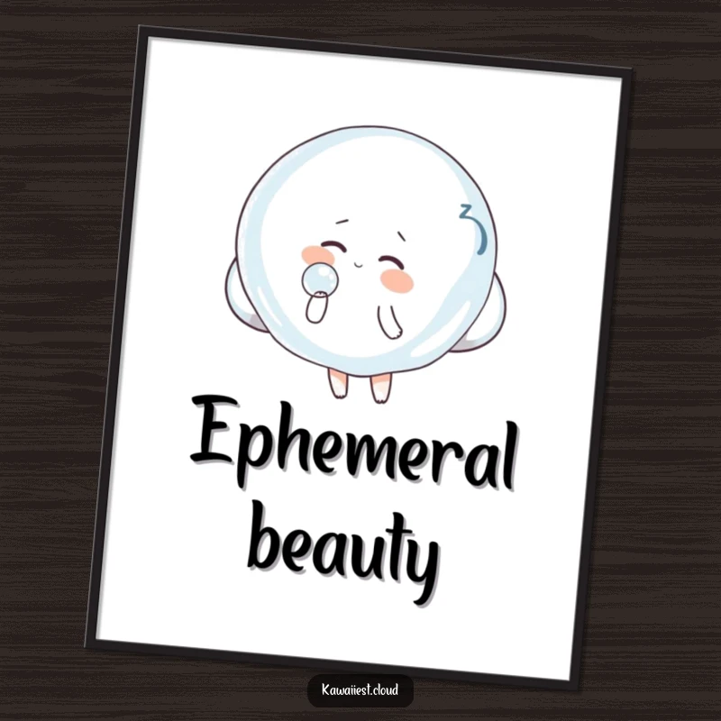 Funny Cloud Poster: A whimsical artwork of a cloud character playfully blowing a giant, translucent bubble, adding dreamy fun.