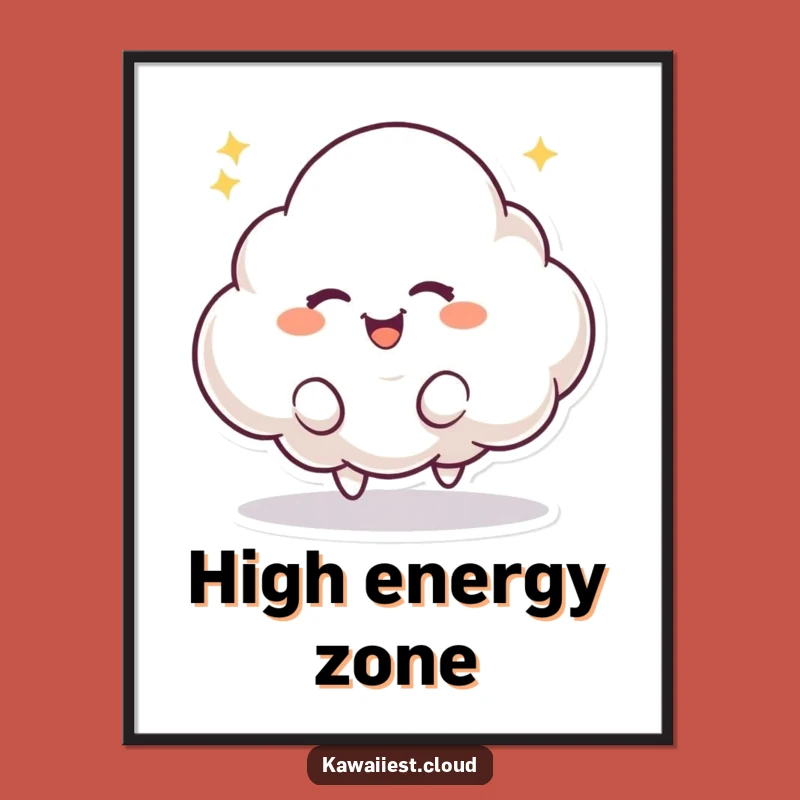 Funny Bouncing Cloud Poster: Playful Mischief Character Art