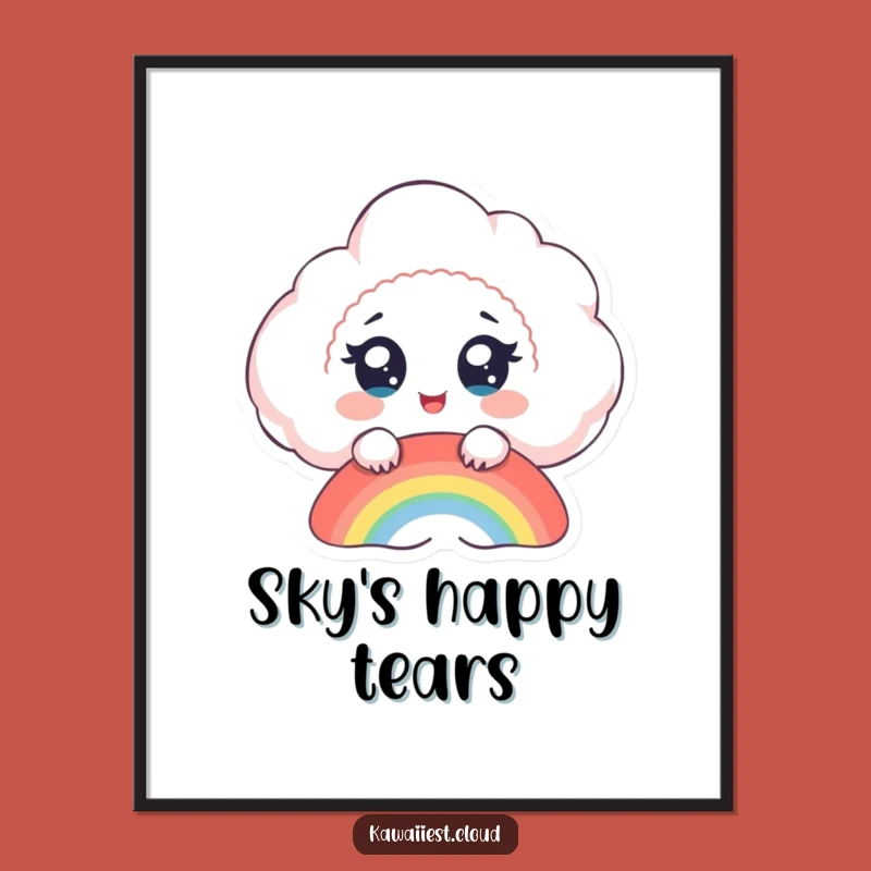 Funny Cloud Rainbow Poster: Whimsical Wall Art for a Delightful Space