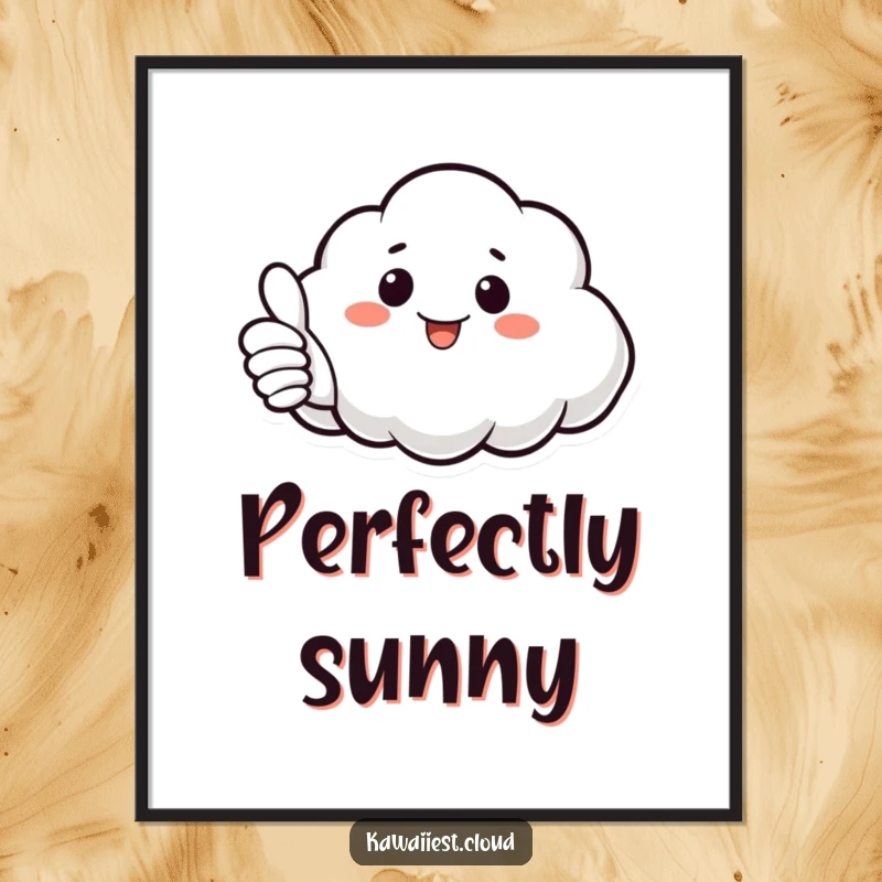 Funny Cloud Poster: A delightful artwork of a cloud character giving a thumbs up with its puffy appendage, bringing wall cheer.