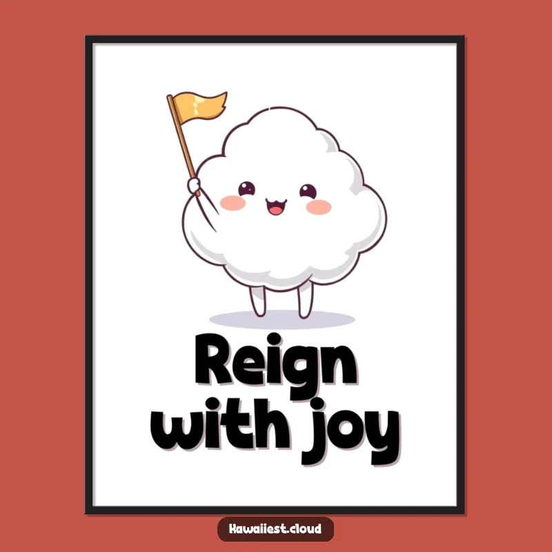 Funny Cloud Waving Flag Poster: Cheerful Art for Joyful Spaces