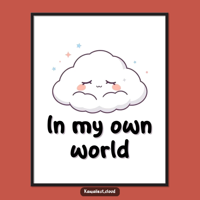 Funny Dreaming Cloud Art Poster: Peaceful Character, Serene Decor, Perfect Funny Gift