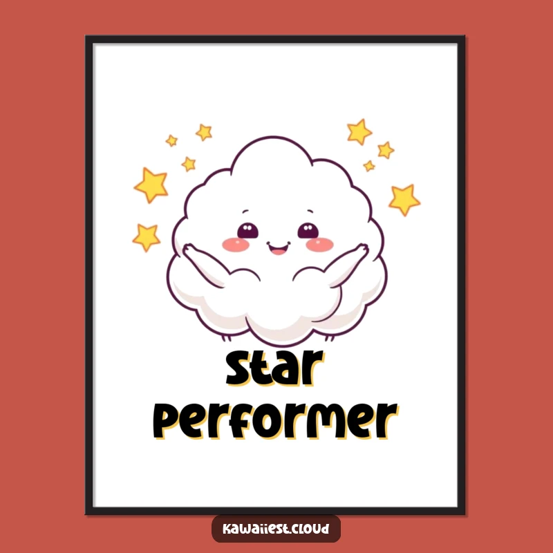 Funny Juggling Cloud Poster: Sparkling Star Art, Dreamy Humorous Gift for Walls