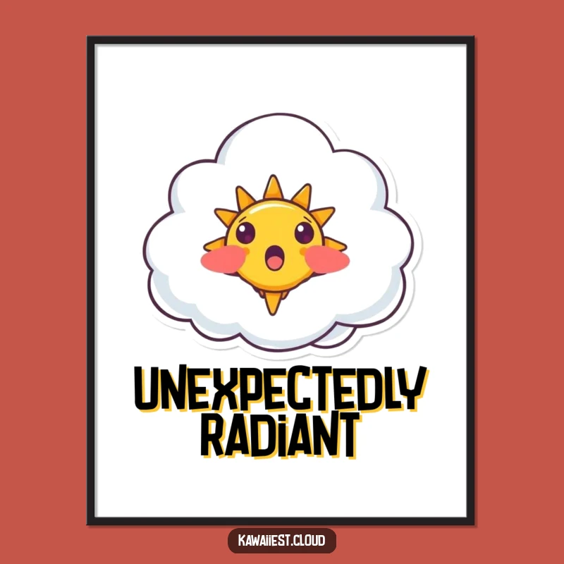 Funny Surprised Cloud Poster - Sunny Art Print, Perfect Cheerful Gift Decor