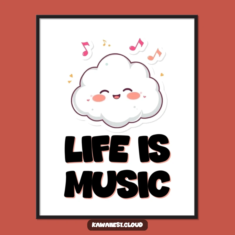 Funny Cloud Giggling Music Poster: Melodic Wall Art, Perfect Whimsical Decor