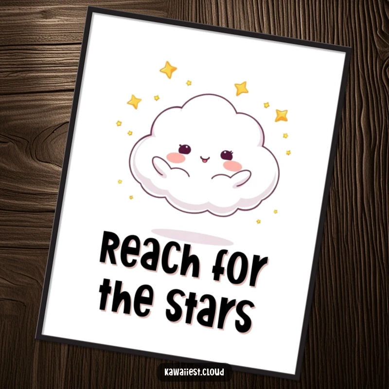 Funny poster art showcasing a cloud character skillfully juggling small, shimmering stars, creating a magical and enchanting visual.