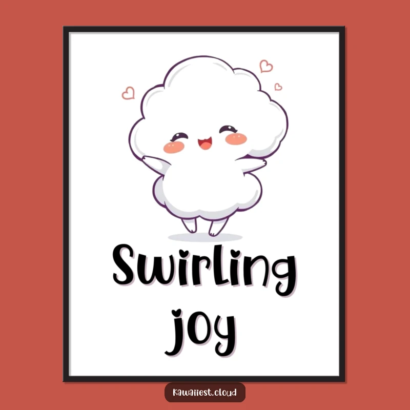 Funny Dancing Cloud Poster: Delighted Art, Joyful Swirl Decor