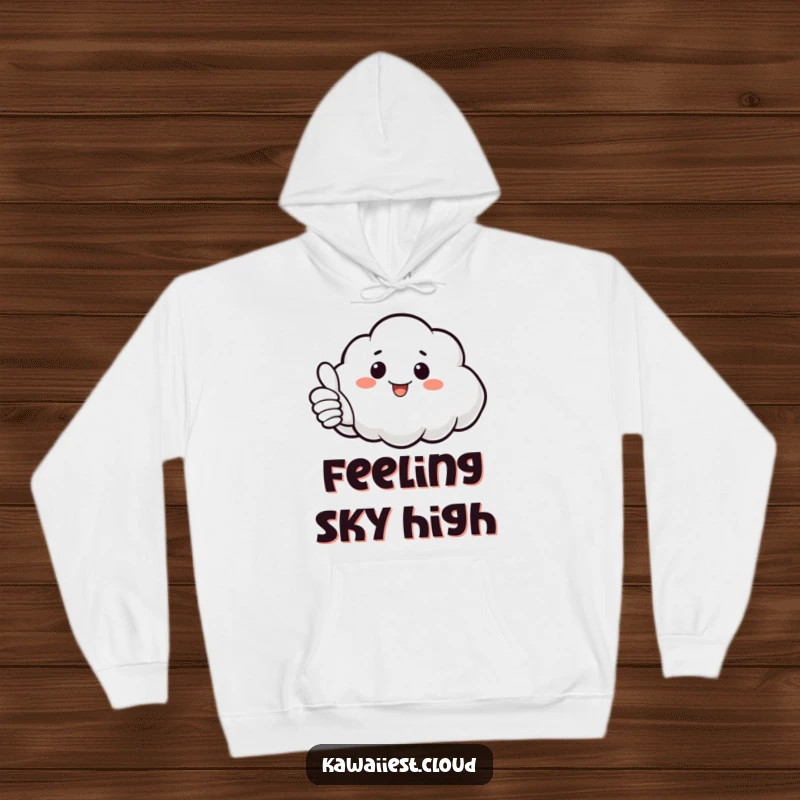 Funny Cloud Hoodie: A soft hoodie featuring a cloud giving a thumbs up with its puffy appendage, offering comfort and good cheer.