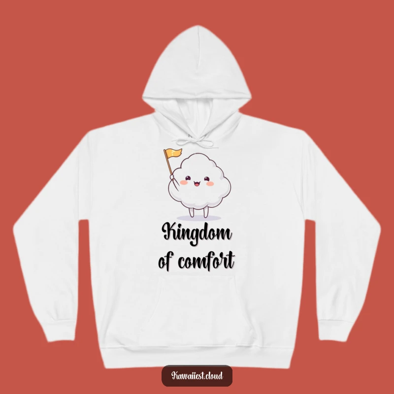 Funny Cloud Waving Flag Hoodie: Cozy Humor with a Cheerful Character