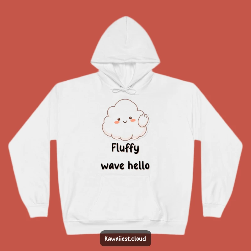 Funny Hello Cloud Hoodie: Happy Character Wave, Cozy Humorous Gift