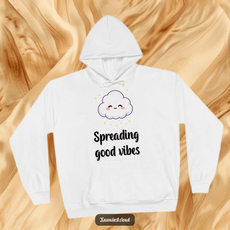 Funny Hoodie featuring a mischievous cloud character dropping a shower of sparkling confetti with a gleam in its eye.