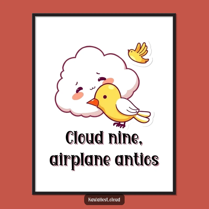 Free Printable Wall Art: Mischievous Cloud & Plane, Whimsical Downloadable Art Decor