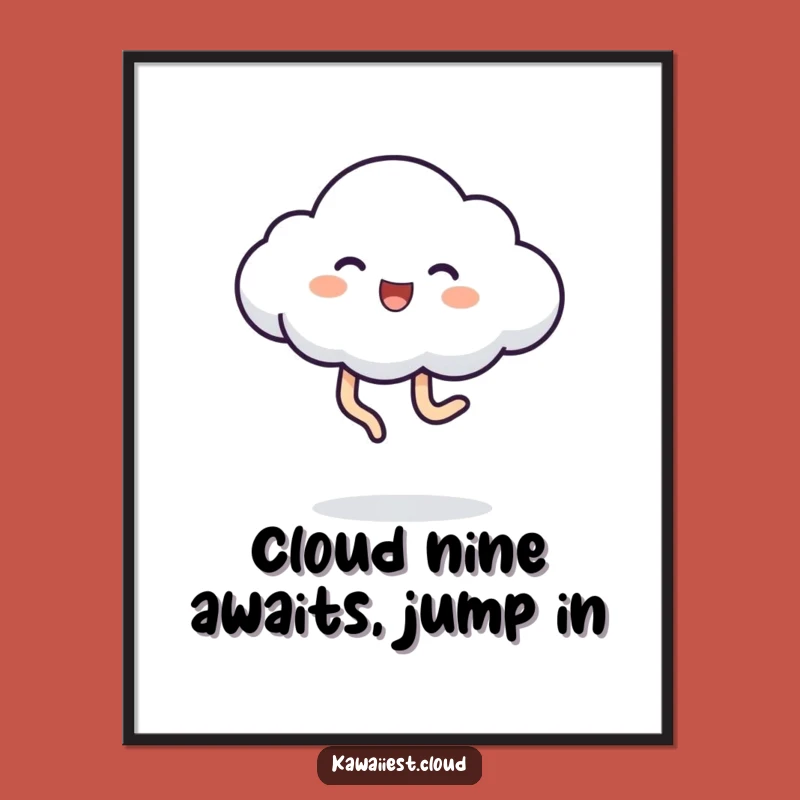 Funny Free Printable Wall Art: Playful Cloud Kicking Legs, Joyful Downloadable Art Decor