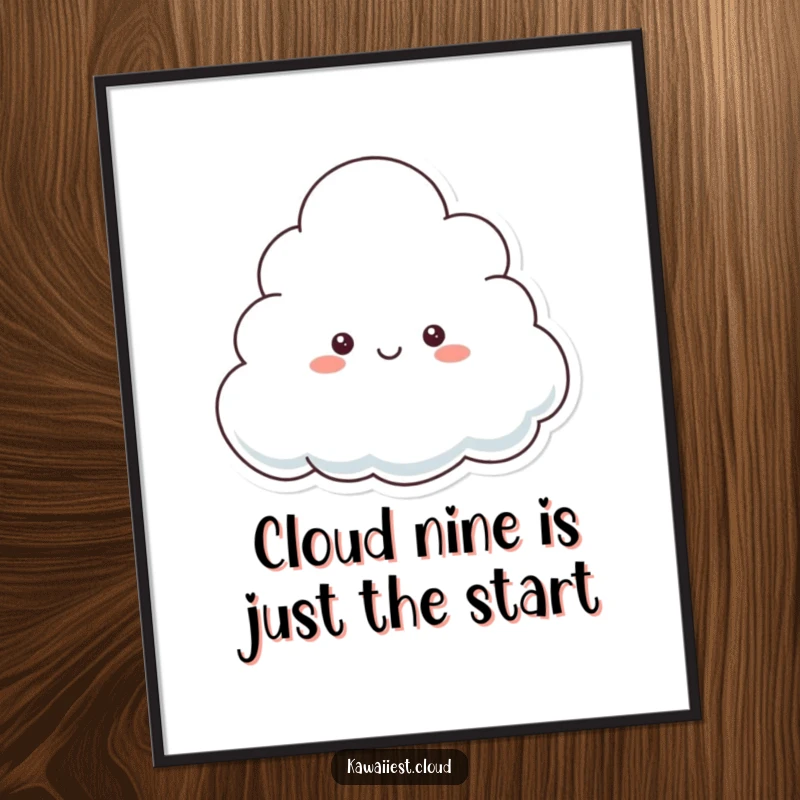 Funny Free Printable Wall Art featuring a playful cloud character peeking out from behind a bigger cloud, a whimsical downloadable piece.