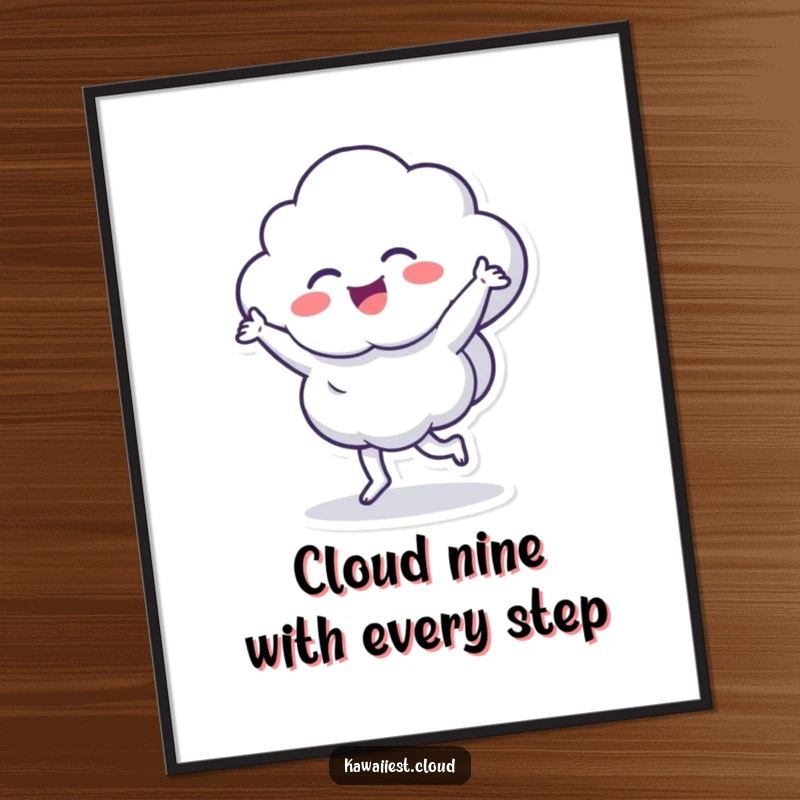 Funny Free Printable Wall Art: A delighted cloud character performing an energetic dance, a cheerful downloadable piece.