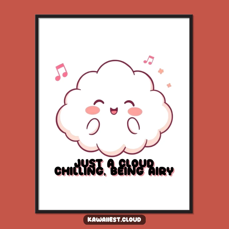 Free Printable Wall Art: Cheerful Cloud Humming - Funny Downloadable Art for a Happy Home