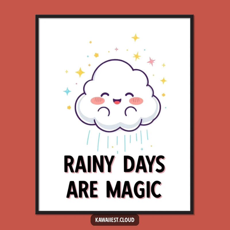 Funny Free Printable Cloud Wall Art - Glitter Rain, Downloadable Whimsical Decor