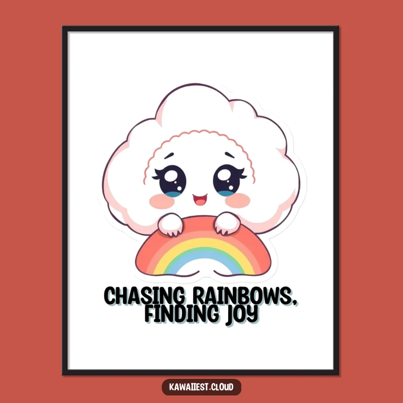 Happy Free Printable Cloud Rainbow Wall Art - Whimsical Downloadable Decor