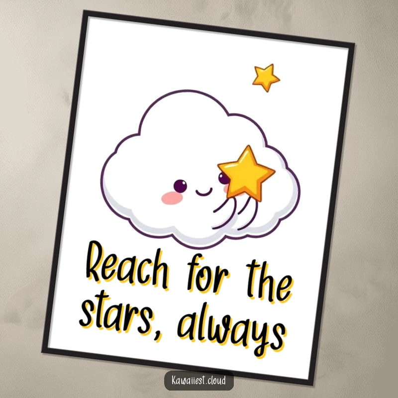 Funny Free Printable Wall Art: A cloud character tossing a miniature, smiling star into the vast, starry sky.
