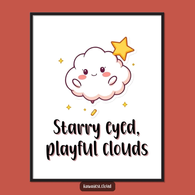 Free Printable Wall Art: Playful Cloud & Star, Whimsical Downloadable Art Decor