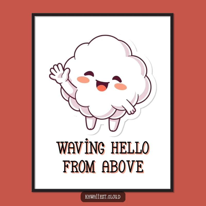 Funny Free Printable Wall Art: Friendly Waving Cloud, Whimsical Downloadable Decor