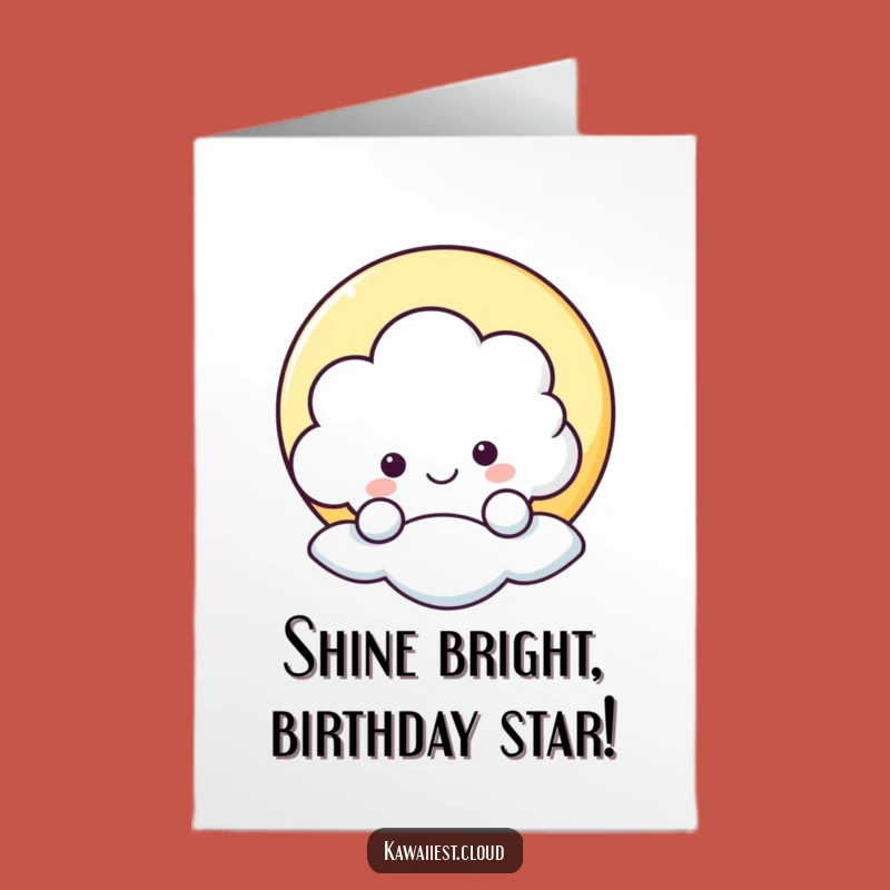 Funny Free Printable Birthday Card: Cheerful Cloud Peeking Moon