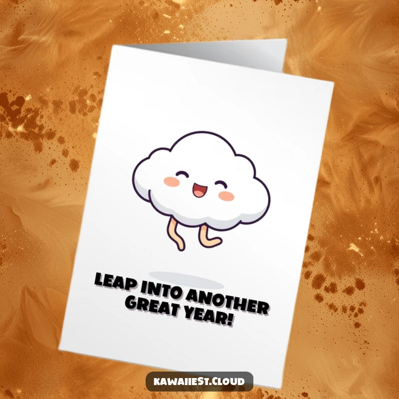 Funny Free Printable Birthday Card: A joyful cloud with legs kicking wildly, celebrating with energetic leaps and boundless enthusiasm.