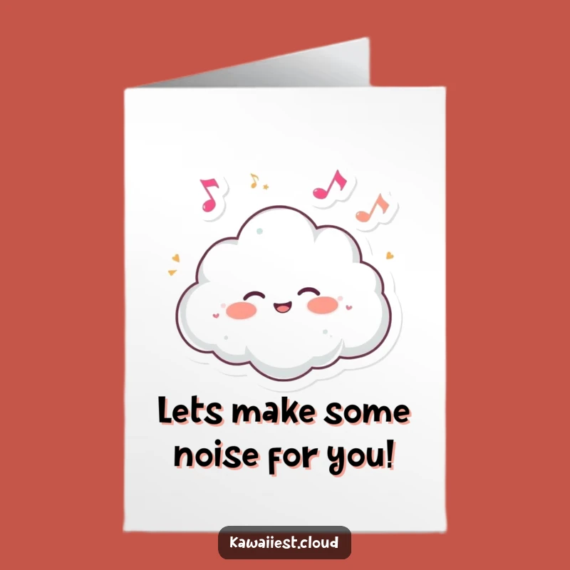 Musical Notes Cloud Happy Birthday Free Printable Card - Joyful Melody Downloadable Gift