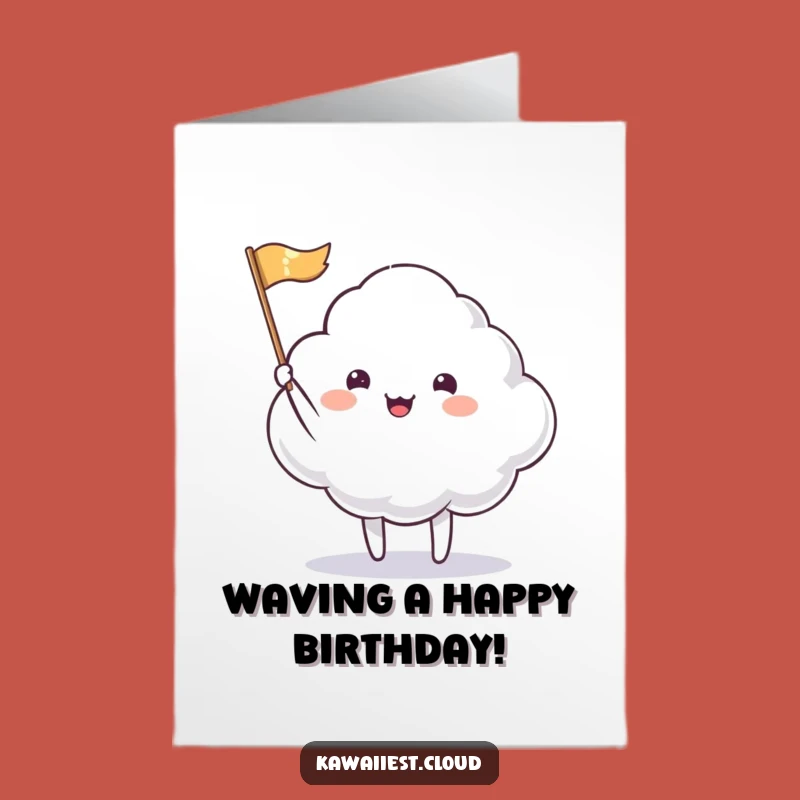 Free Printable Birthday Card: Waving Cloud Flag - Downloadable Joyful Celebration Gift
