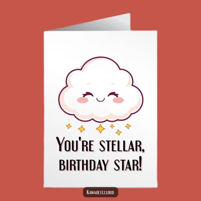 Free Printable Birthday Card: Funny Cloud Dropping Stars Downloadable