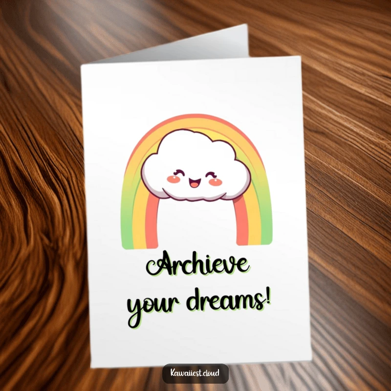 Funny Free Printable Congrats Card: Happy cloud character creating a perfect, vibrant rainbow.