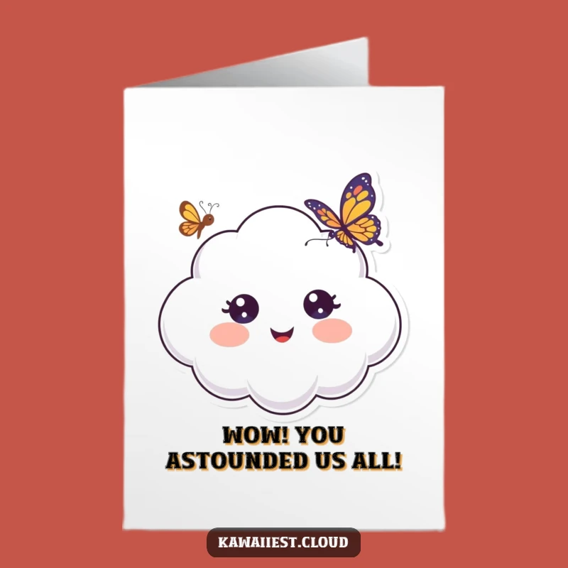 Free Printable Congrats Card: Cloud Amazed by Butterfly, Funny Downloadable Achievement