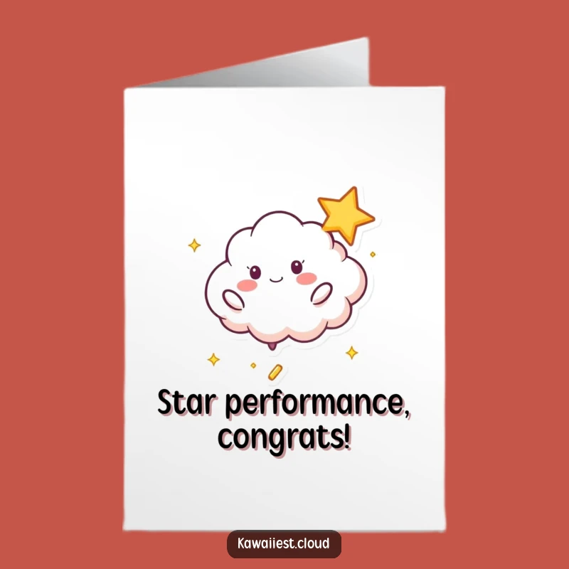 Free Printable Congrats Card: Cloud Bounces Star, Perfect Downloadable Gift for Success