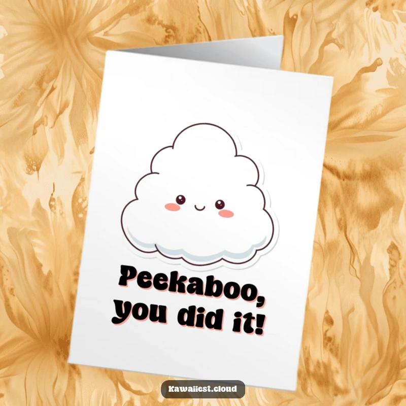 Funny Free Printable Congratulations Card featuring a playful cloud peeking from behind a bigger cloud, a fun downloadable message.