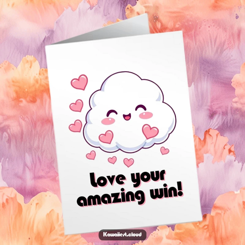 Funny Free Printable Heart Cloud Congratulations Card: A cloud puffing hearts, perfect for celebrating love and happiness.