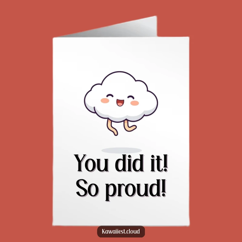 Free Printable Congrats Card: Joyful Cloud Kicking Legs, Funny Downloadable Achievement Gift