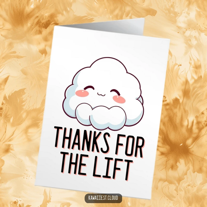 Funny Free Printable Thank You Card: A cloud emits a happy sigh, conveying thanks with whimsical charm, a delightful downloadable.