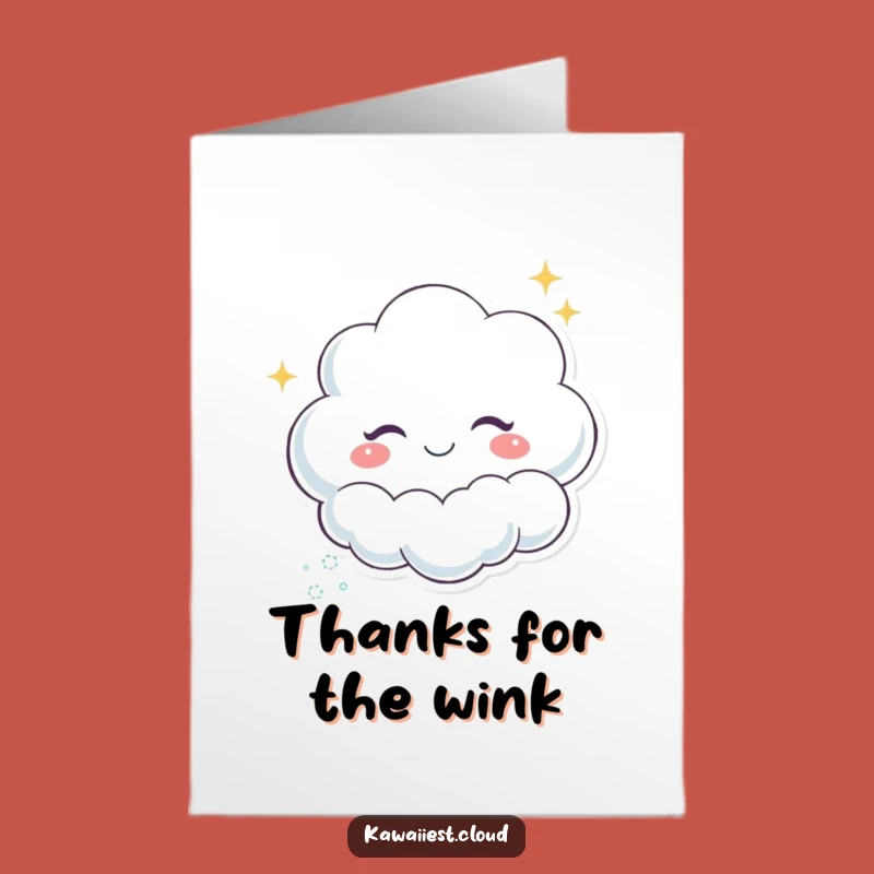 Free Printable Funny Cloud Thank You Card - Winking Sparkles, Downloadable Playful Gift