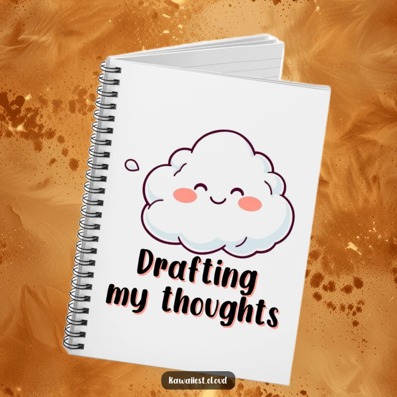 Funny notebook cover with a smiling cloud character blowing a gentle, colorful breeze, perfect for calm note-taking.