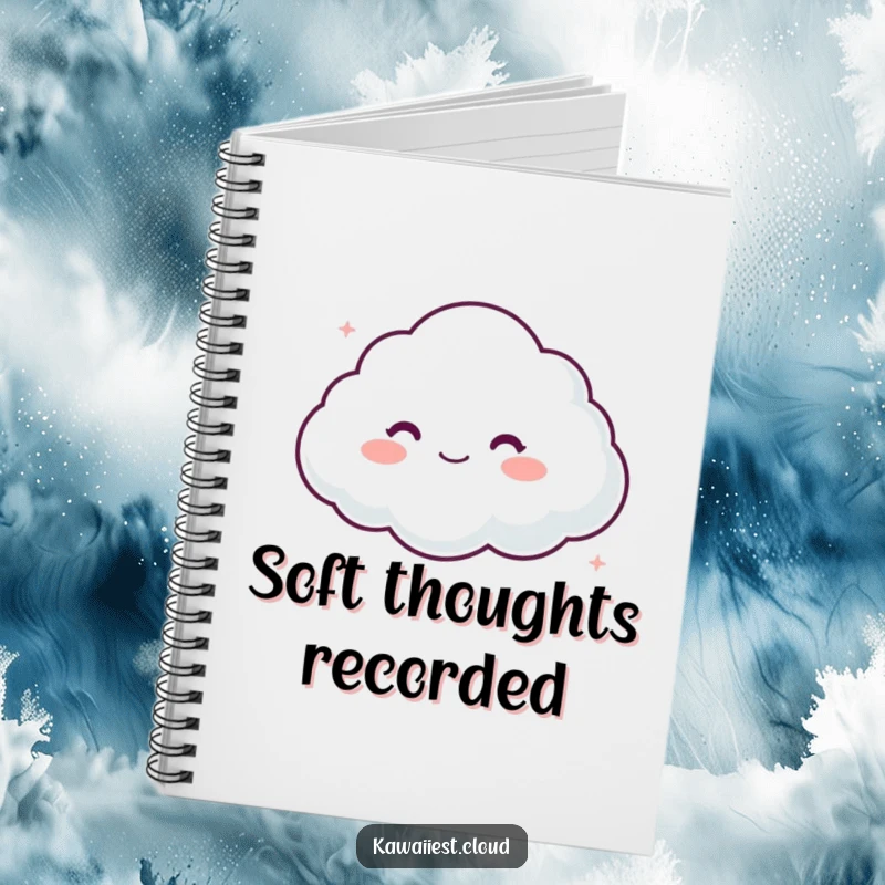 Funny notebook cover featuring a cloud character with a soft, comforting appearance, designed for gentle note-taking and quiet reflection.