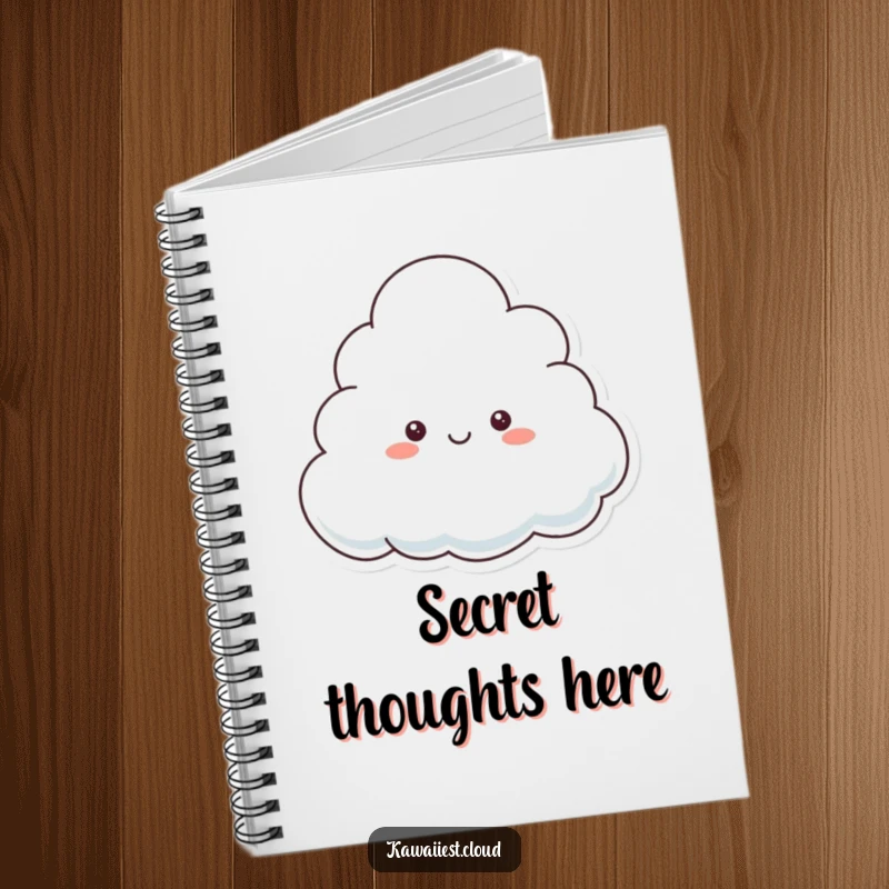 Funny Notebook with a playful cloud character peeking from behind a larger cloud, perfect for capturing your most fun thoughts.