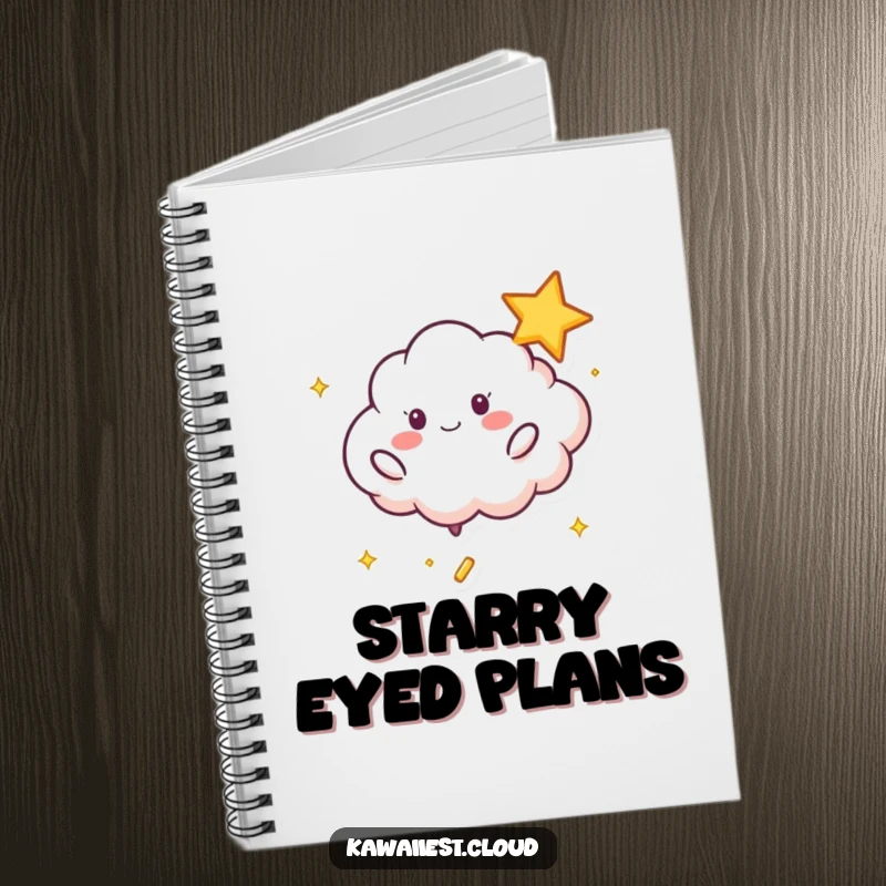 Funny Playful Cloud Notebook: Cover design of a playful cloud character bouncing a shimmering star, perfect for journaling.