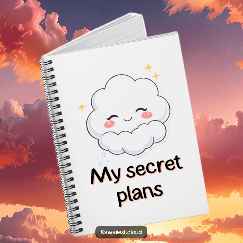 Funny Winking Cloud Notebook: A notebook with a winking cloud character leaving a trail of sparkles, perfect for capturing playful ideas.