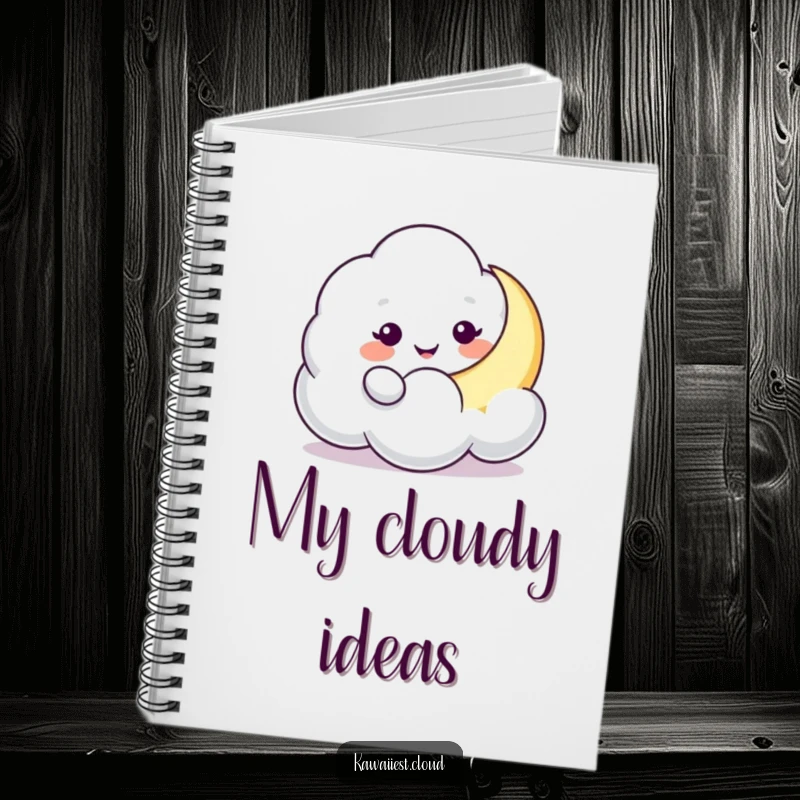 Funny Cloud Moon Nudge Notebook: A playful cloud character gently nudges a crescent moon, inspiring creative writing and note-taking.