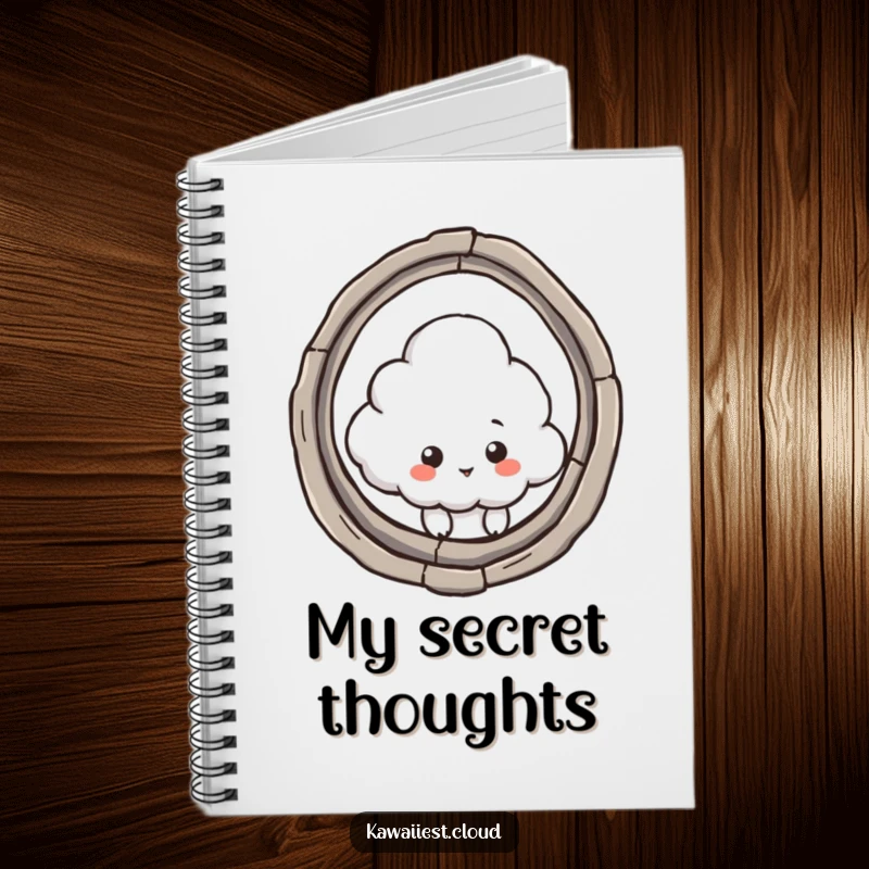 Funny notebook featuring a cloud character peeking through a keyhole, ideal for journaling and jotting down curious thoughts.