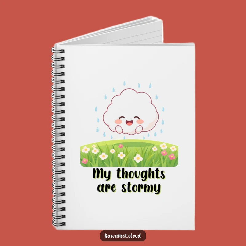 Funny Cloud Rain Notebook: Joyful Character Showering Gentle Rain, Stationery Gift